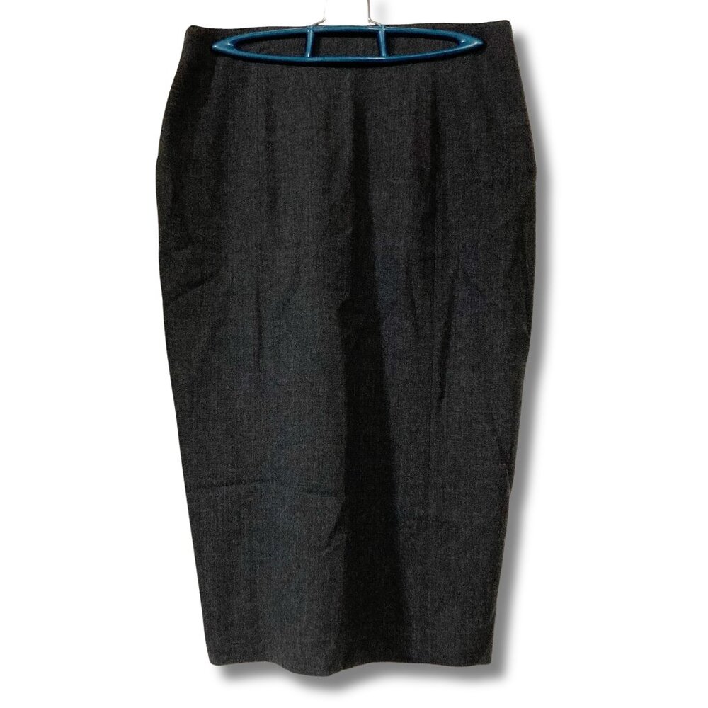 DEVONSHIRE CREAM Vintage charcoal grey 100% wool skirt ~ Goth SMALL wiggle skirt